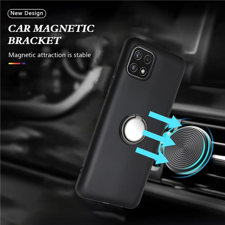 For Samsung Galaxy A22 5G Matte Ring Holder TPU Phone Case