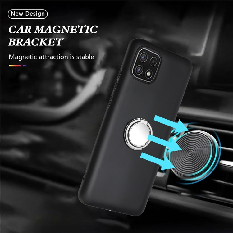 For Samsung Galaxy A22 5G Matte Ring Holder TPU Phone Case