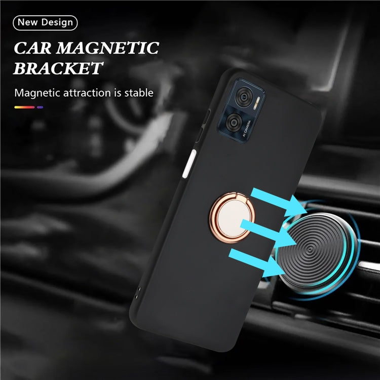For Motorola Moto E22 Matte Ring Holder TPU Phone Case