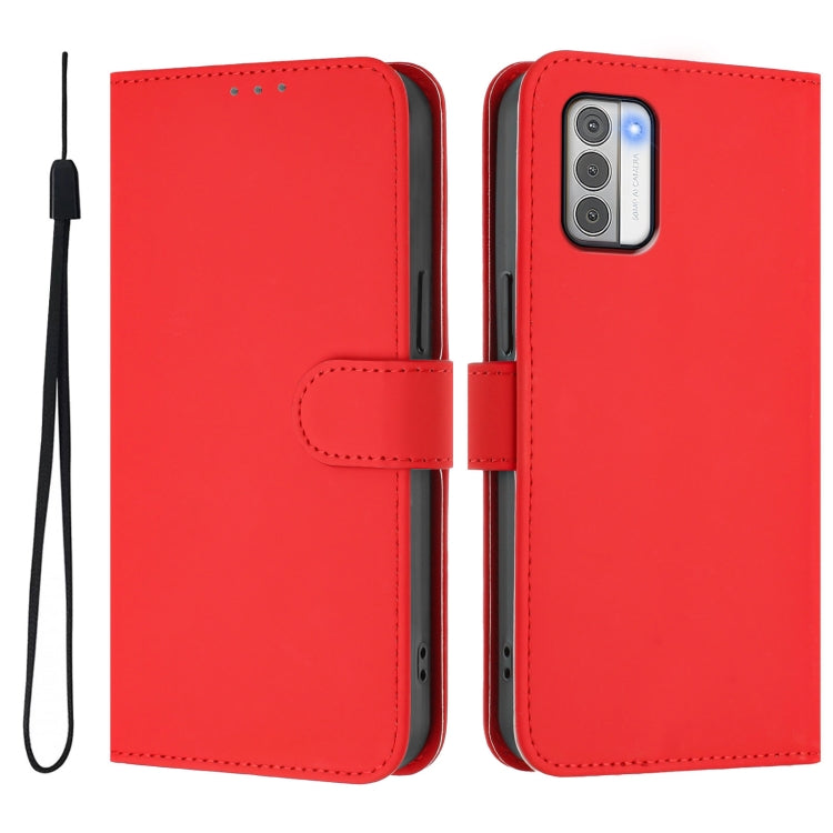 For Nokia G42 / G310 Skin Feel Solid Color Leather Phone Case with Lanyard