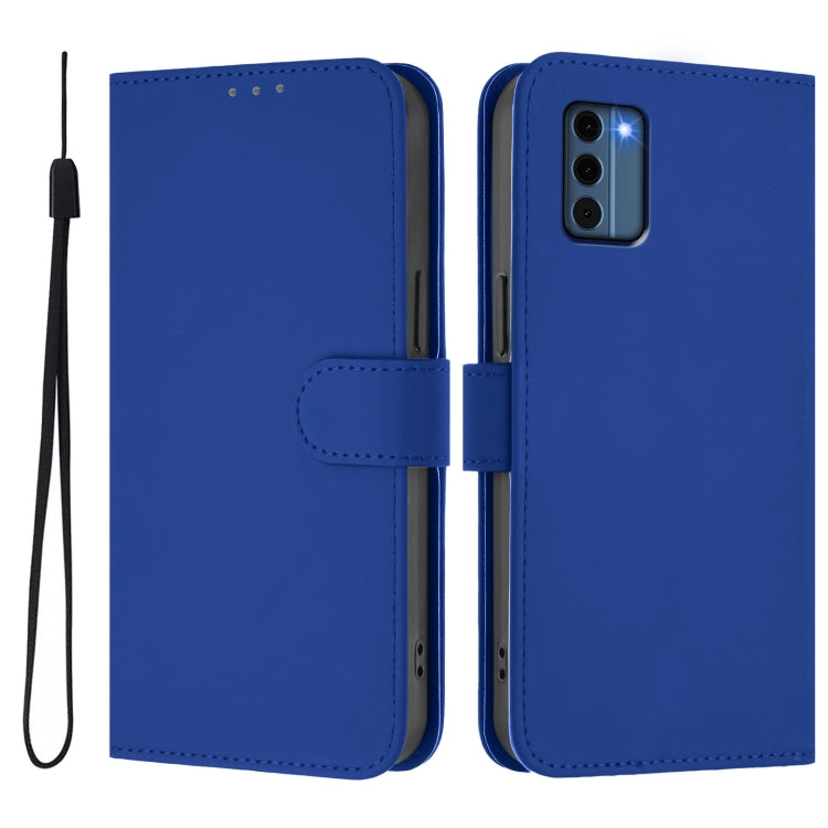 For Nokia C300 Skin Feel Solid Color Leather Phone Case with Lanyard