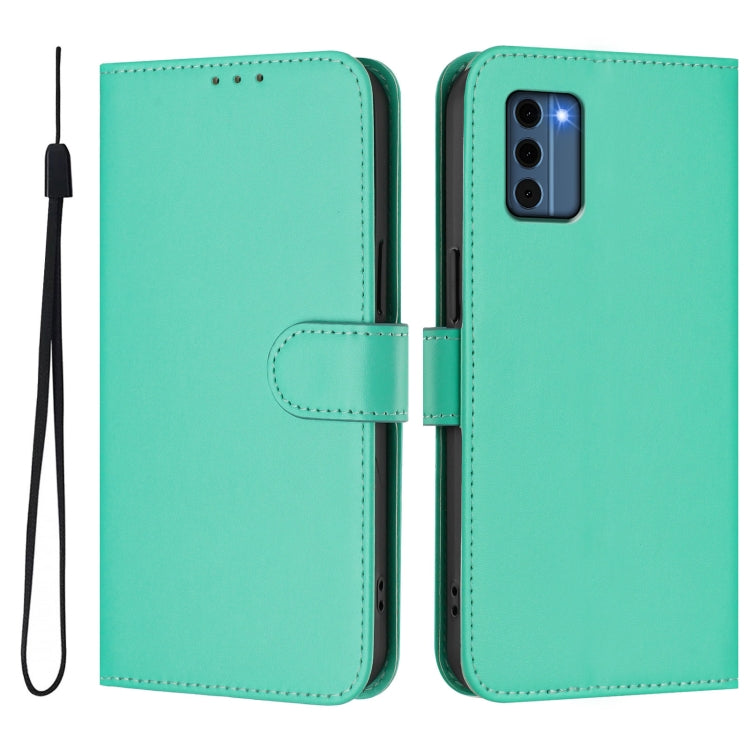 For Nokia C300 Skin Feel Solid Color Leather Phone Case with Lanyard