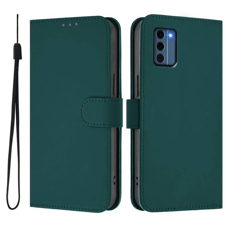 For Nokia C300 Skin Feel Solid Color Leather Phone Case with Lanyard