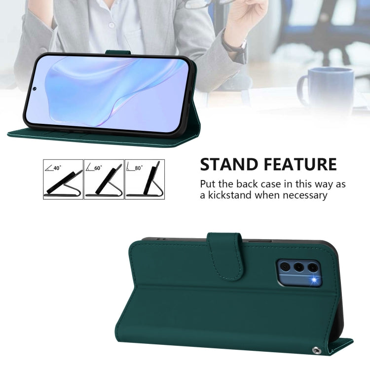 For Nokia C300 Skin Feel Solid Color Leather Phone Case with Lanyard