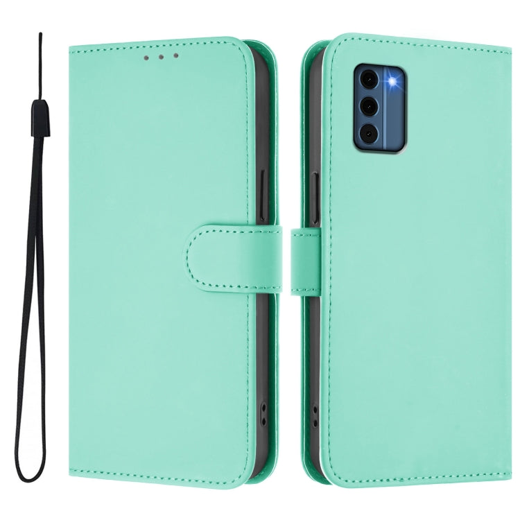 For Nokia C300 Skin Feel Solid Color Leather Phone Case with Lanyard