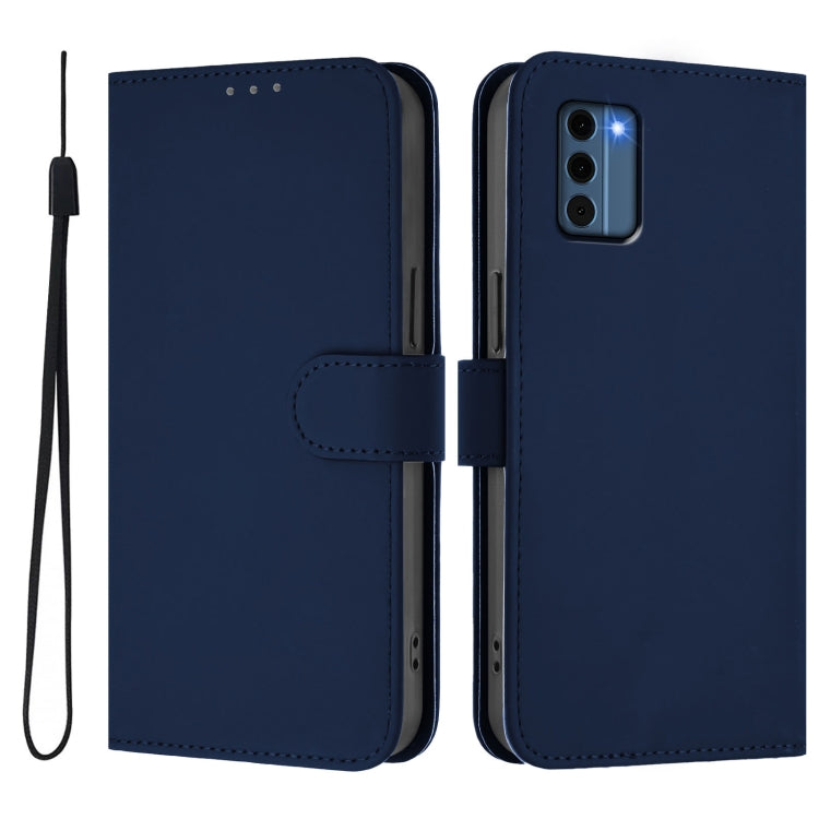 For Nokia C300 Skin Feel Solid Color Leather Phone Case with Lanyard