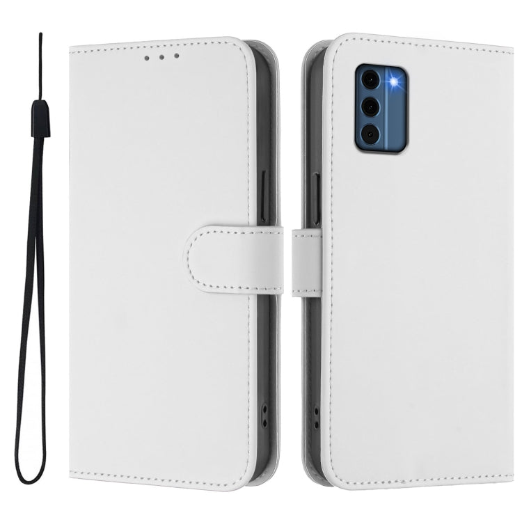 For Nokia C300 Skin Feel Solid Color Leather Phone Case with Lanyard
