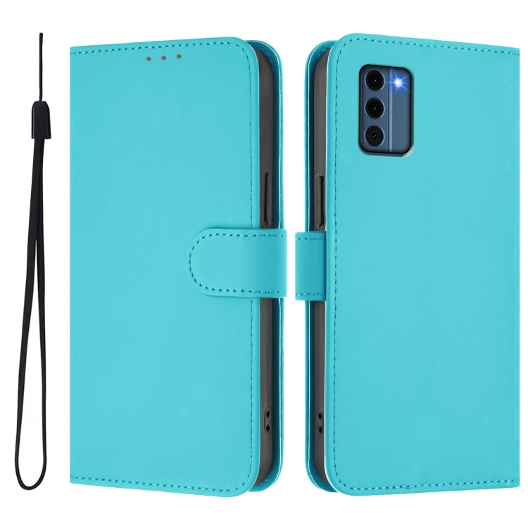 For Nokia C300 Skin Feel Solid Color Leather Phone Case with Lanyard