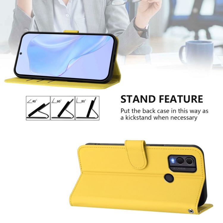 For Nokia C22 Skin Feel Solid Color Leather Phone Case with Lanyard