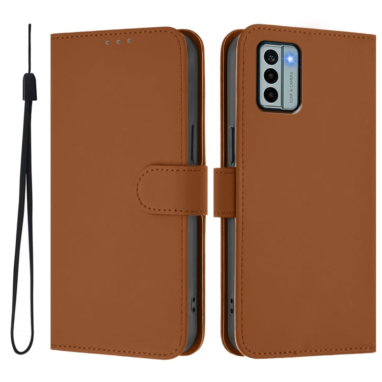 For Nokia G22 Skin Feel Solid Color Leather Phone Case with Lanyard