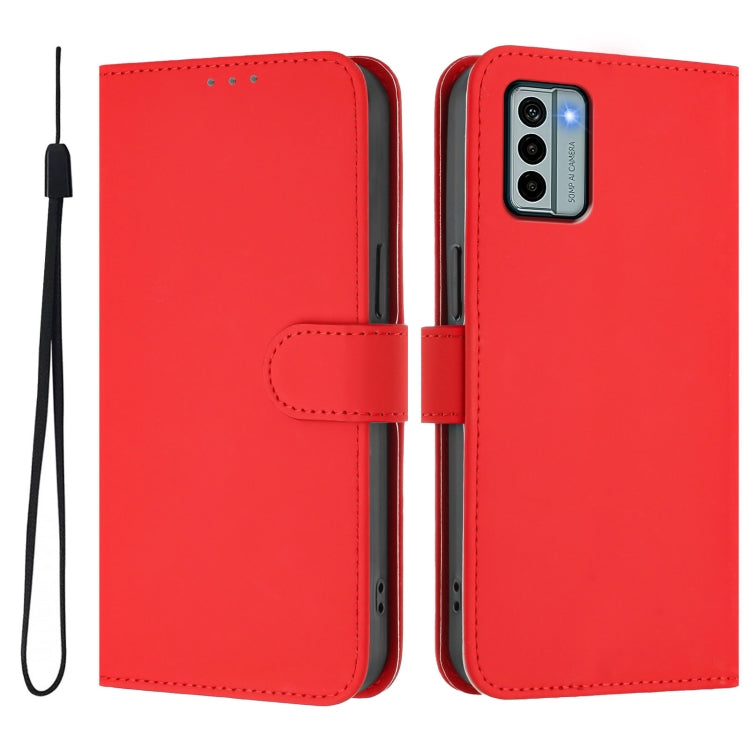 For Nokia G22 Skin Feel Solid Color Leather Phone Case with Lanyard