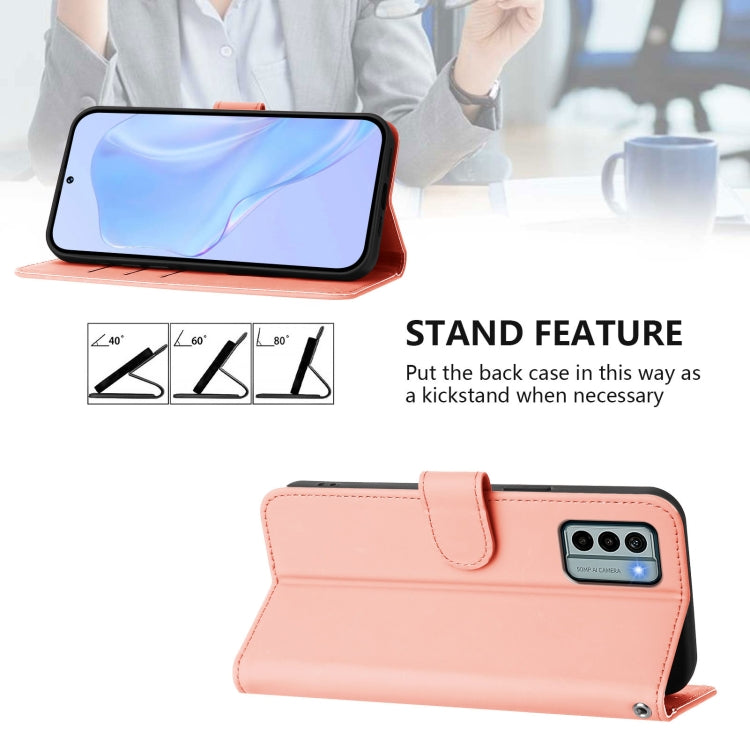 For Nokia G22 Skin Feel Solid Color Leather Phone Case with Lanyard