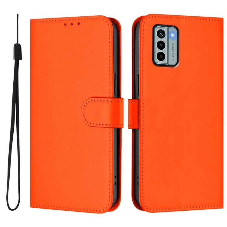 For Nokia G22 Skin Feel Solid Color Leather Phone Case with Lanyard