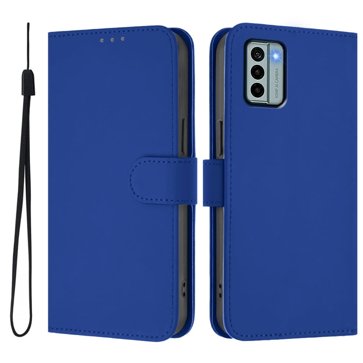 For Nokia G22 Skin Feel Solid Color Leather Phone Case with Lanyard