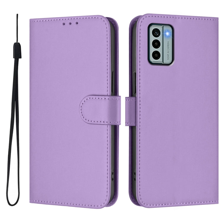 For Nokia G22 Skin Feel Solid Color Leather Phone Case with Lanyard