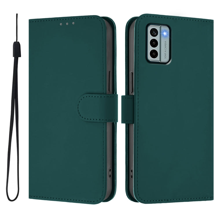For Nokia G22 Skin Feel Solid Color Leather Phone Case with Lanyard