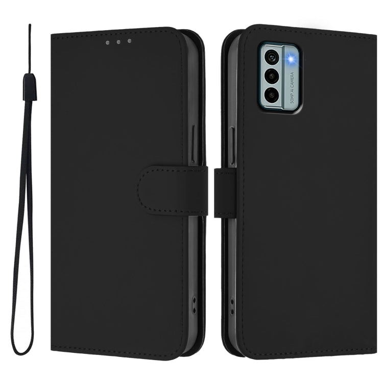 For Nokia G22 Skin Feel Solid Color Leather Phone Case with Lanyard