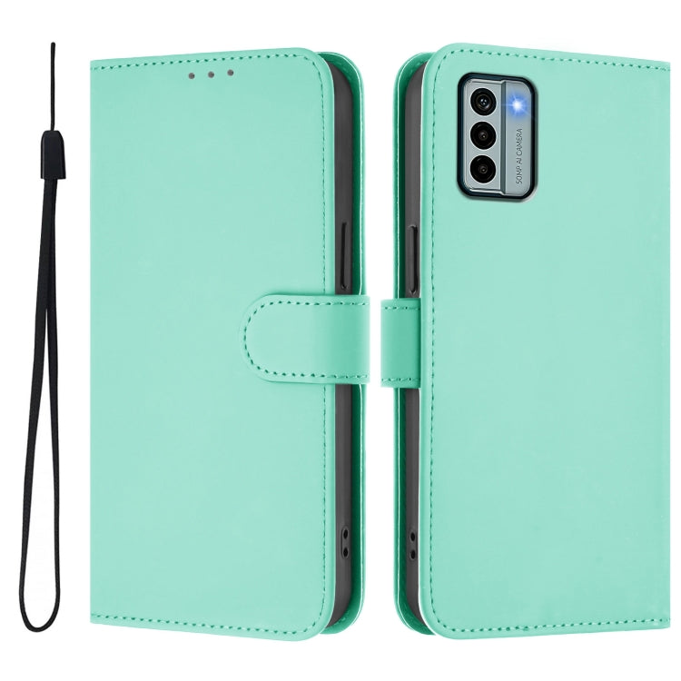 For Nokia G22 Skin Feel Solid Color Leather Phone Case with Lanyard