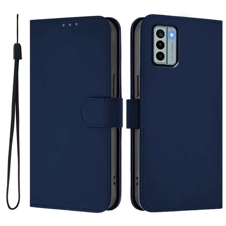 For Nokia G22 Skin Feel Solid Color Leather Phone Case with Lanyard