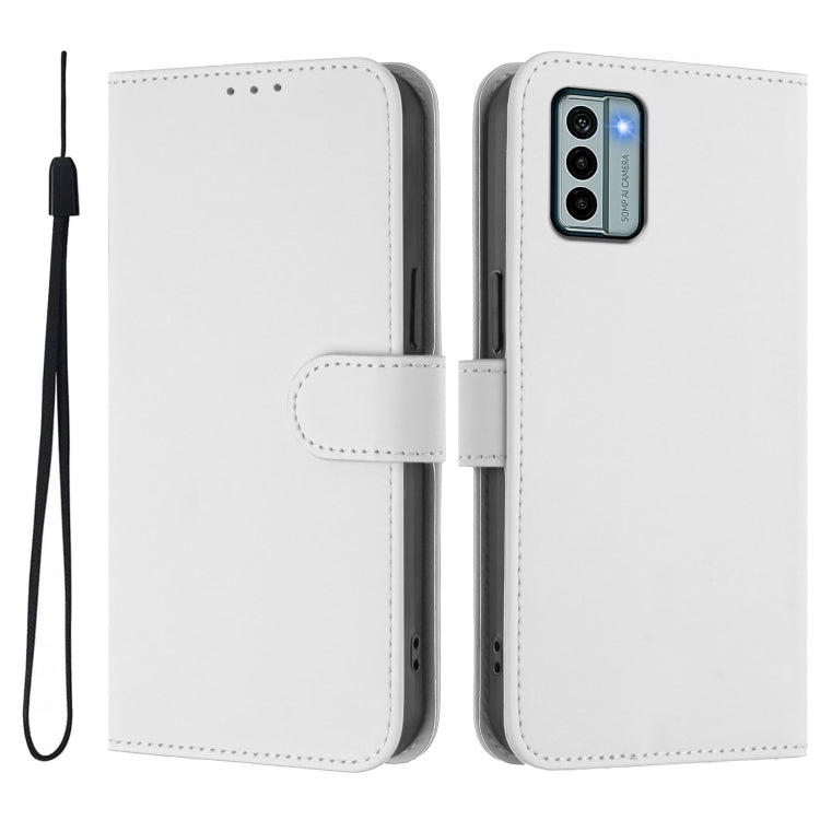 For Nokia G22 Skin Feel Solid Color Leather Phone Case with Lanyard