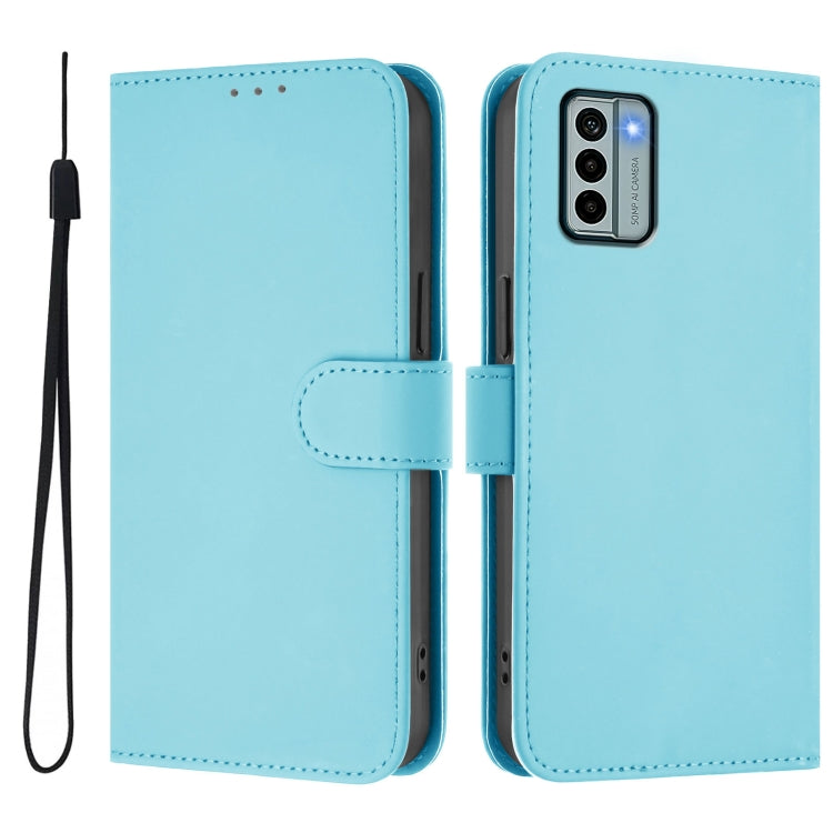 For Nokia G22 Skin Feel Solid Color Leather Phone Case with Lanyard