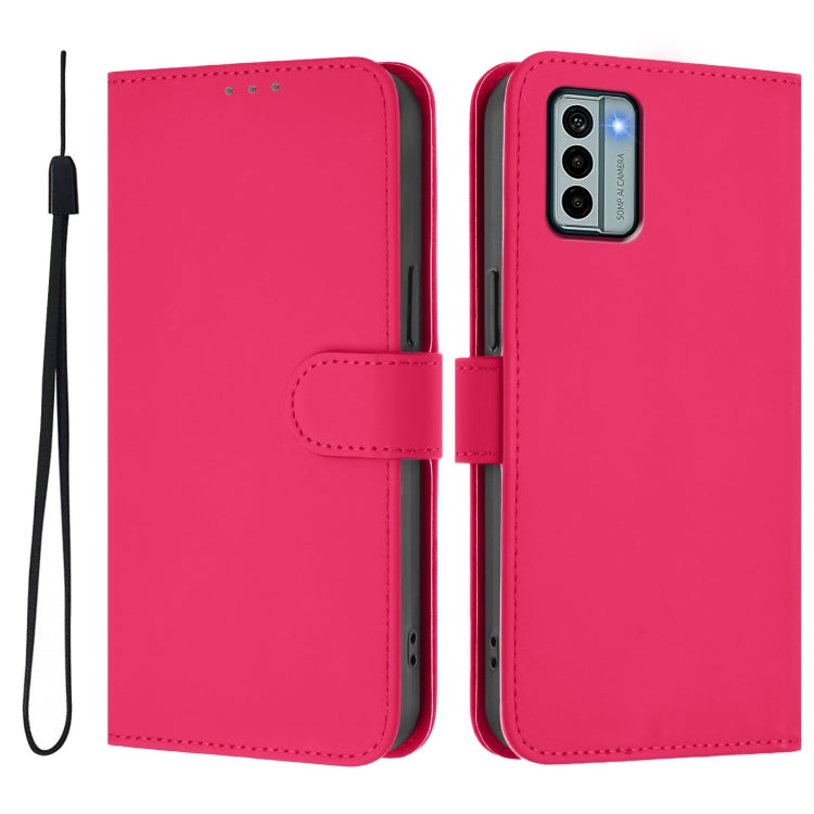 For Nokia G22 Skin Feel Solid Color Leather Phone Case with Lanyard
