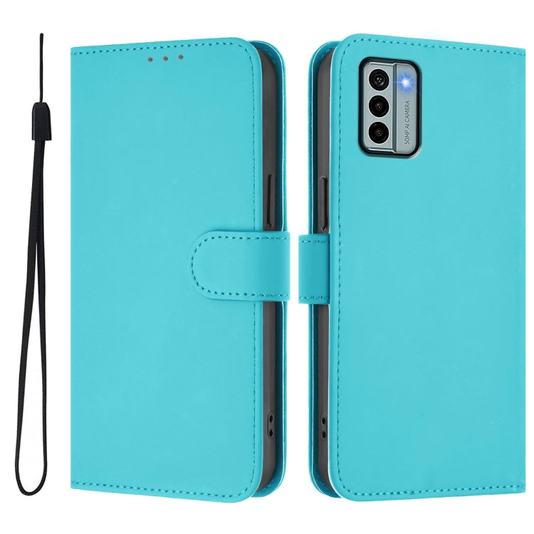 For Nokia G22 Skin Feel Solid Color Leather Phone Case with Lanyard