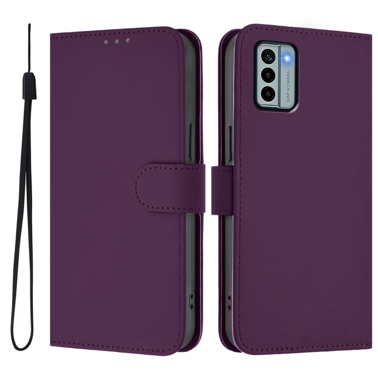 For Nokia G22 Skin Feel Solid Color Leather Phone Case with Lanyard