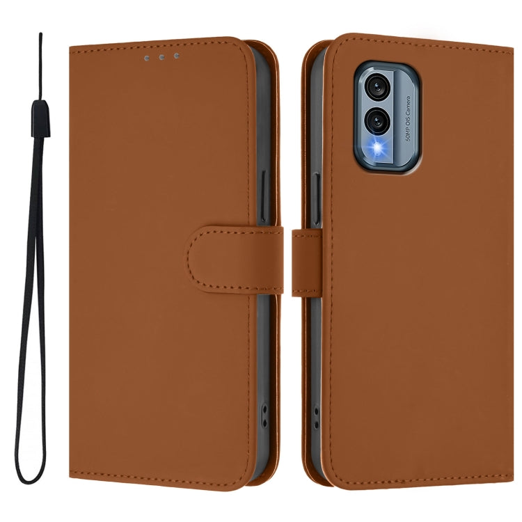 For Nokia X30 5G Skin Feel Solid Color Leather Phone Case with Lanyard