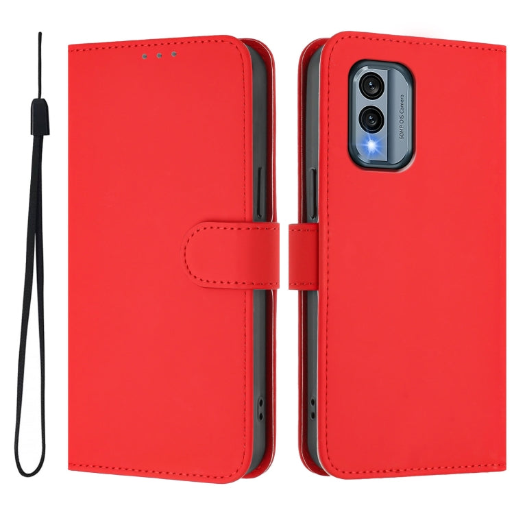 For Nokia X30 5G Skin Feel Solid Color Leather Phone Case with Lanyard