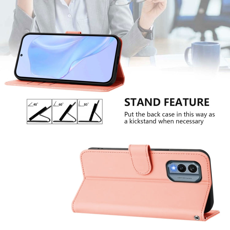 For Nokia X30 5G Skin Feel Solid Color Leather Phone Case with Lanyard