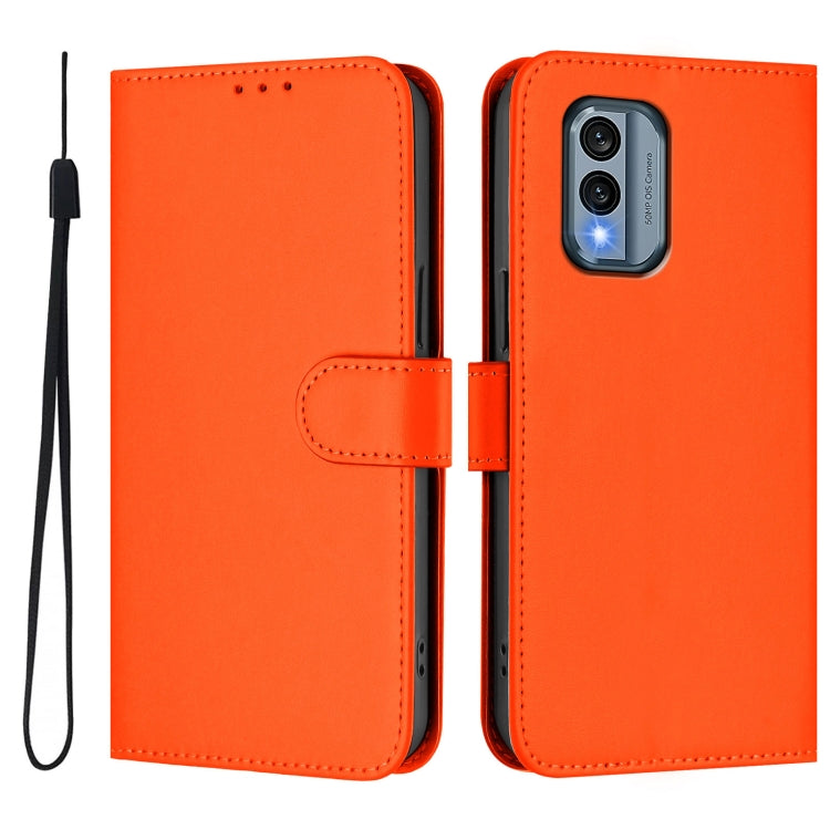 For Nokia X30 5G Skin Feel Solid Color Leather Phone Case with Lanyard