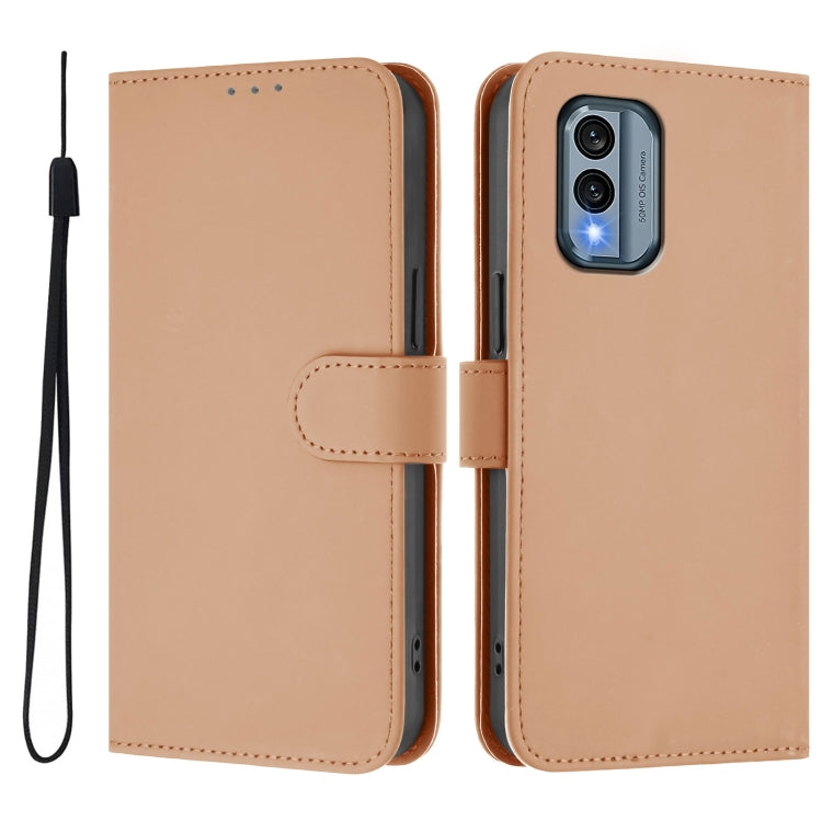 For Nokia X30 5G Skin Feel Solid Color Leather Phone Case with Lanyard