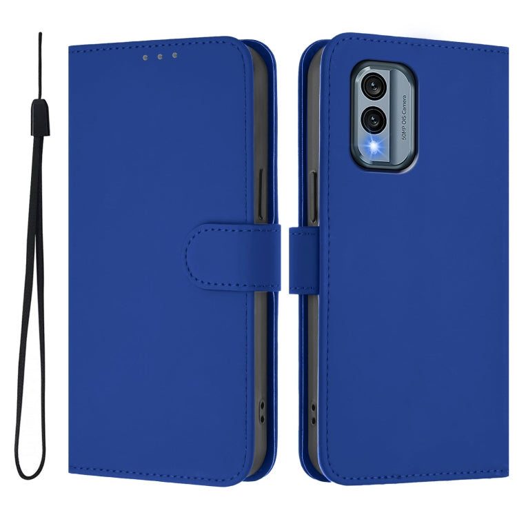 For Nokia X30 5G Skin Feel Solid Color Leather Phone Case with Lanyard