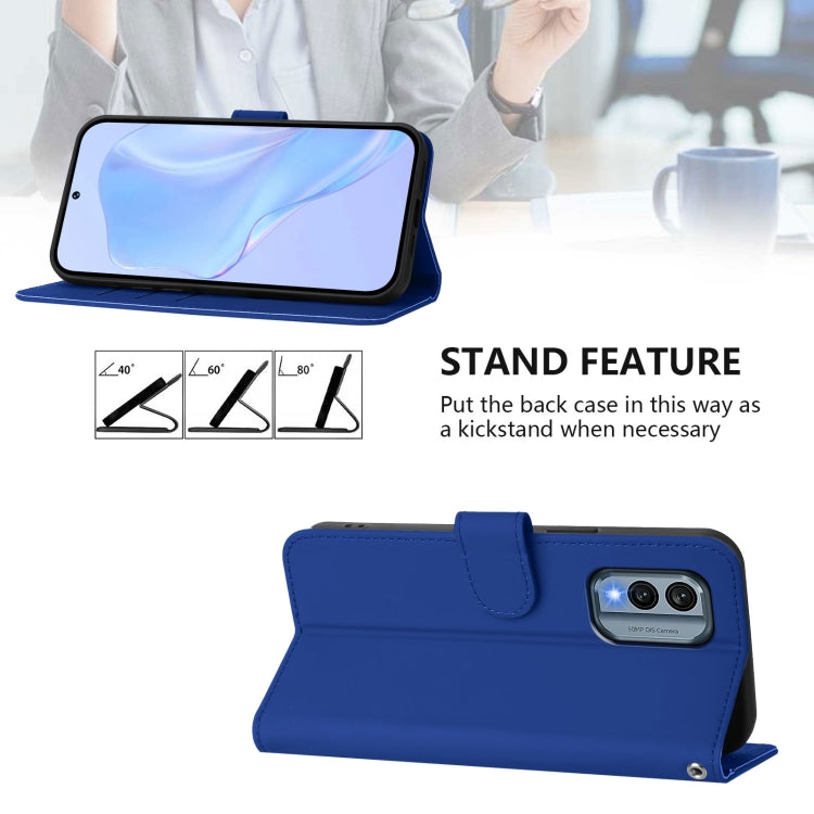 For Nokia X30 5G Skin Feel Solid Color Leather Phone Case with Lanyard