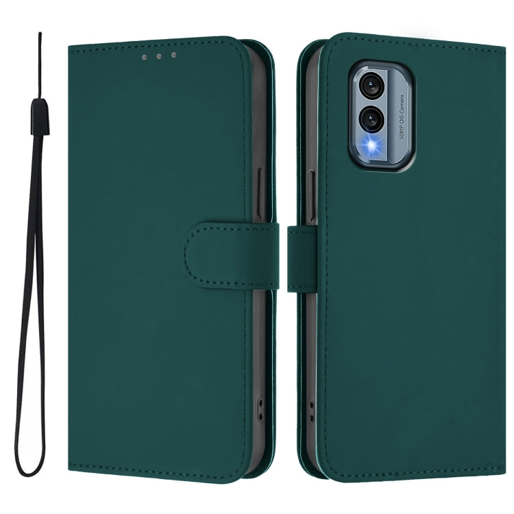 For Nokia X30 5G Skin Feel Solid Color Leather Phone Case with Lanyard