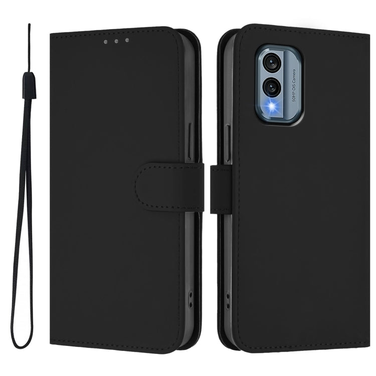 For Nokia X30 5G Skin Feel Solid Color Leather Phone Case with Lanyard