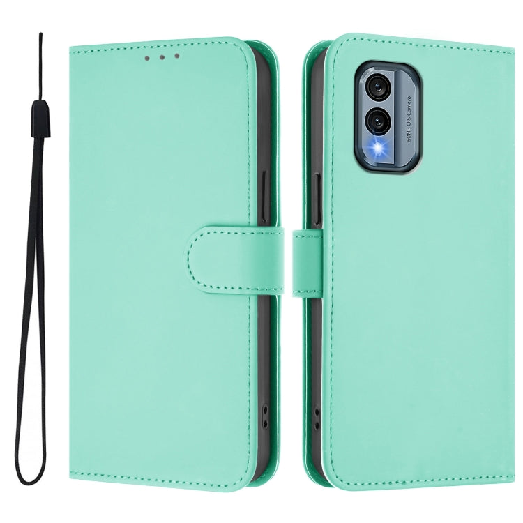 For Nokia X30 5G Skin Feel Solid Color Leather Phone Case with Lanyard