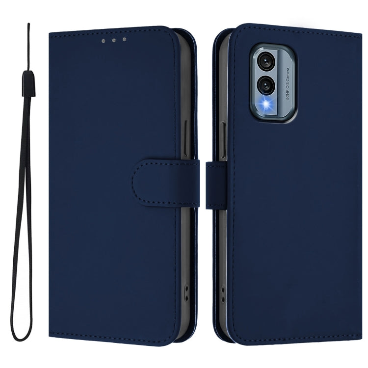 For Nokia X30 5G Skin Feel Solid Color Leather Phone Case with Lanyard