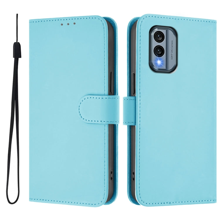 For Nokia X30 5G Skin Feel Solid Color Leather Phone Case with Lanyard