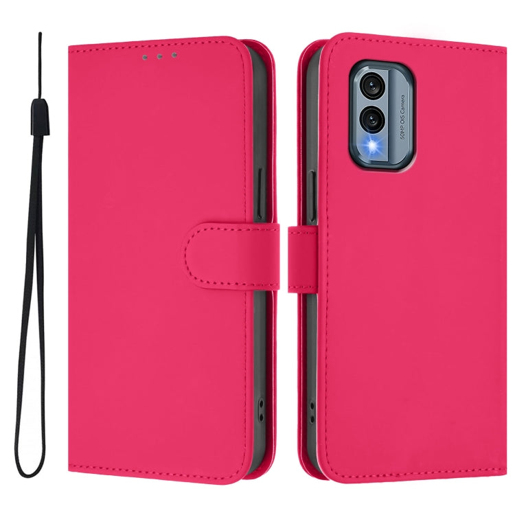 For Nokia X30 5G Skin Feel Solid Color Leather Phone Case with Lanyard