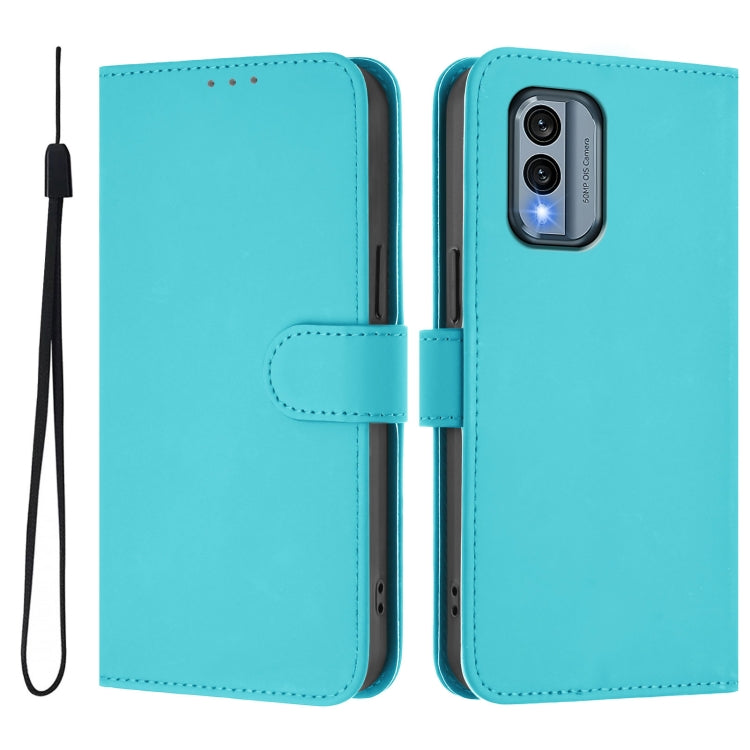 For Nokia X30 5G Skin Feel Solid Color Leather Phone Case with Lanyard