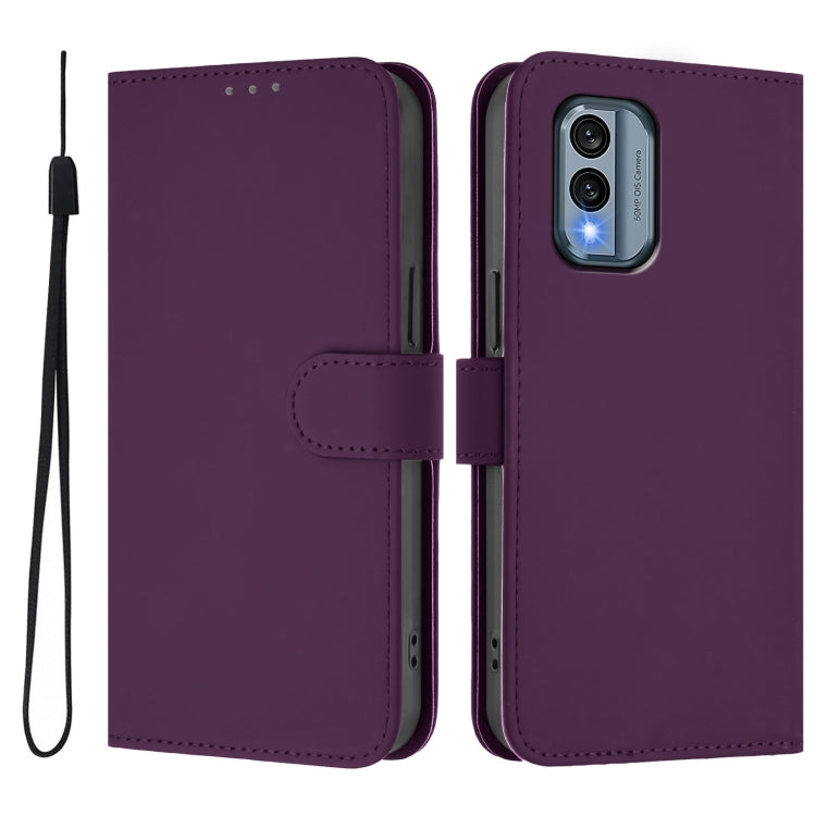 For Nokia X30 5G Skin Feel Solid Color Leather Phone Case with Lanyard