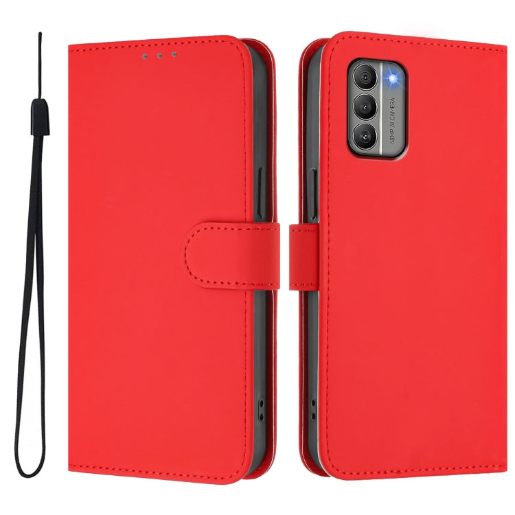 For Nokia G400 Skin Feel Solid Color Leather Phone Case with Lanyard