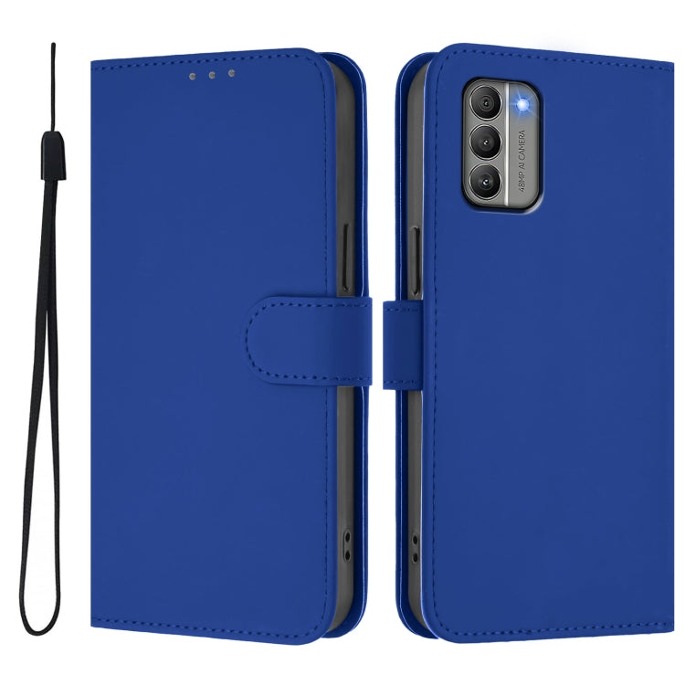 For Nokia G400 Skin Feel Solid Color Leather Phone Case with Lanyard