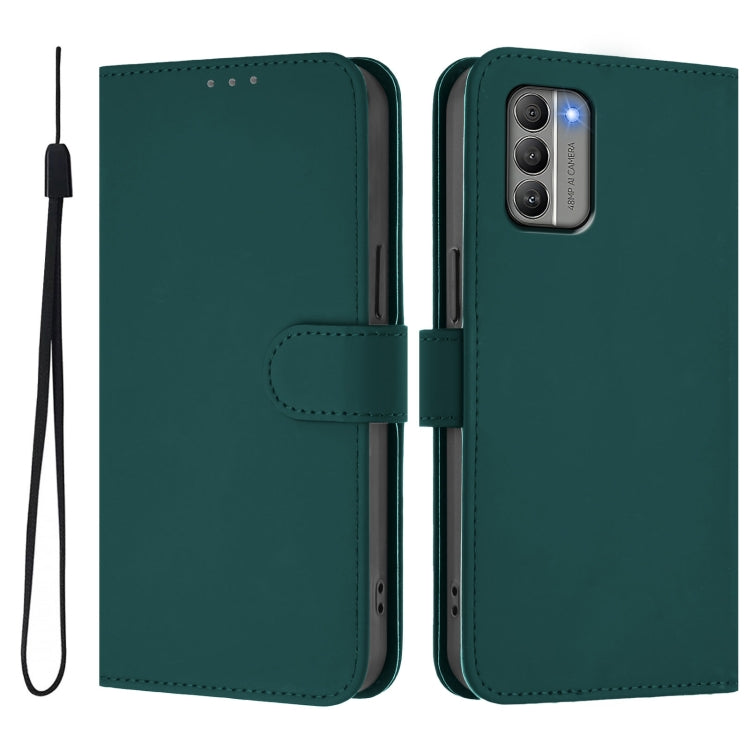 For Nokia G400 Skin Feel Solid Color Leather Phone Case with Lanyard