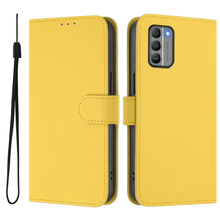 For Nokia G400 Skin Feel Solid Color Leather Phone Case with Lanyard