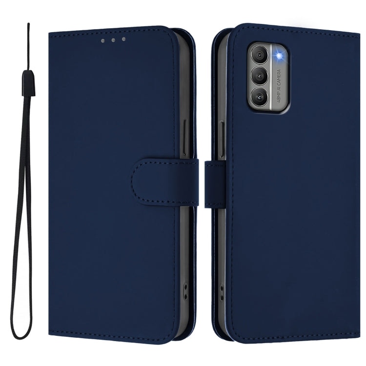 For Nokia G400 Skin Feel Solid Color Leather Phone Case with Lanyard