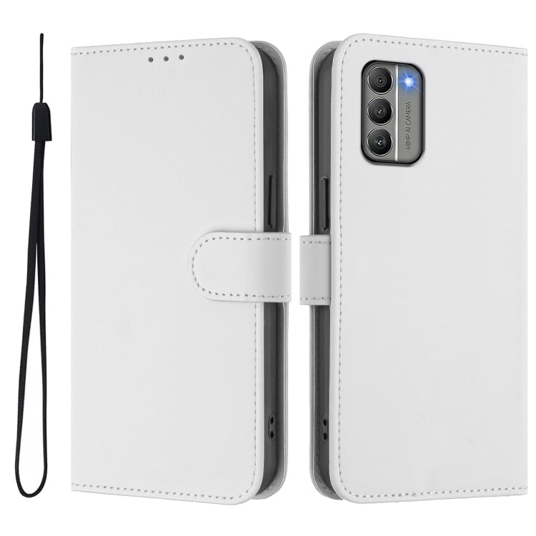 For Nokia G400 Skin Feel Solid Color Leather Phone Case with Lanyard