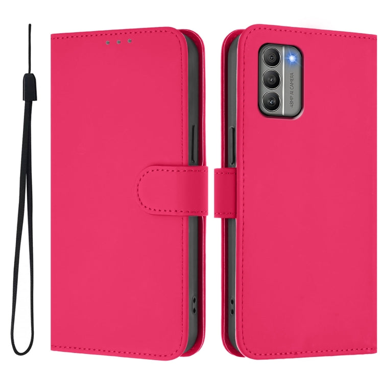 For Nokia G400 Skin Feel Solid Color Leather Phone Case with Lanyard